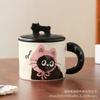 Bonita taza de cerámica con forma de gato, regalo práctico para novias, taza para beber en casa, taza de café para la oficina con tapa.