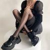 Japonesa doce menina amor listras verticais retro bonito oco fishnet meias feminina escura menina quente fundo meia-calça cor sólida