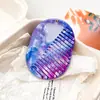 Espejo Ovalado con Patrón de Mármol de Nuevo Modelo Transfronterizo, Espejo de Maquillaje para Belleza, Espejo Giratorio Portátil de Colores con Peine Plano Integrado