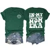 Camiseta casual de manga corta con estampado de doble cara, estilo europeo y americano, para mi etapa de mamá voleibolista, versátil, cuello redondo, holgada