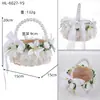 Cesta de Flores de Boda con Mango de Perla y Encaje Estilo Europeo Cesta para Niña de las Flores para Esparcir Flores Cesta de Mimbre con Encaje Estilo Princesa de Mano
