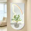 Pintura decorativa iluminada para hall de entrada estilo creme, decoração de parede 3D de borboleta, pintura suspensa de planta verde hidropônica, mural para corredor