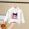 Camiseta Térmica de Felpa para Niña Estilo Otoño/Invierno Cuello Semialto Informal Ropa Interior Camiseta de Manga Larga Cepillada para Niña Pequeña