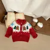 Atmósfera Navideña Suéter Grueso para Bebé Moda Otoño e Invierno Cardigan Tejido Jacquard Ropa Cálida para Bebés Niños y Niñas