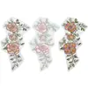 Exquisita Malla Floral Bordada con Lentejuelas y Cuentas 3D Parche Bordado Adorno para Escote y Pecho Accesorios DIY para Ropa