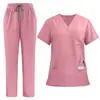 Uniformes de Enfermagem Tamanho Europeu e Americano, Roupas de Lavar, Roupas de Trabalho para Esteticista, Odontologia e Saúde Bucal, Conjuntos de Manga Curta