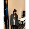Cárdigan de punto a rayas con bloques de color estilo americano para mujer, primavera y otoño, cuello en V, corte relajado, talla grande, top de un solo botón