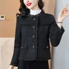 Chaqueta Elegante Nueva 2026, Abrigo de Tweed Negro de Moda para Mujer, Ropa de Alta Gama para Primavera, Otoño, Invierno