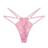 Ropa interior nueva europea y americana para mujer, de cintura baja, con encaje floral divertido y tentador, anillo fino, ropa interior Amazon en stock, salida de fábrica