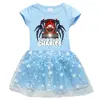 2023 novo estilo coreano vestido para meninas meia manga verão meninas desenho animado estrela malha manga curta vestido de princesa