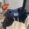 Moda Nacional Estilo Americano Vintage Único Chic Sudadera de Costura con Pasta para Mujer Primavera y Otoño Chic Sabor Hong Kong Chaqueta con Capucha