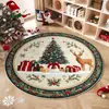 Alfombra Redonda de Cristal y Terciopelo para Navidad, Ambiente Festivo, Decoración de Vestíbulo y Sala de Estar, Alfombra Resistente al Desgaste, Fácil de Limpiar, Alfombra para Mesita de Noche de Dormitorio