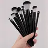 Conjunto de 13 Pincéis de Maquiagem, Conjunto Completo de Cerdas Macias Pretas e Brancas, Fácil de Transportar, Pincel para Base, Pincel para Sombra, Pincel para Sobrancelhas, Pincel para Corretivo