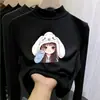 Camiseta interior térmica para niña de otoño e invierno, elegante y dulce, estilo coreano, de manga larga, interior cepillado para niñas pequeñas