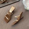 Sandalias de cuña francesas de tiras finas con punta cuadrada y puntera abierta para mujer, verano para uso exterior 2025, estilo de hada con falda, sandalias de moda