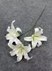 Simulación de lirio de 3 cabezas, rama única, lirio inteligente, flor falsa, decoración de auditorio de boda, flor falsa, hogar, fondo suave, arreglo floral