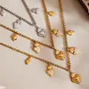 Mili Design Pulsera Collar con Múltiples Colgantes de Corazón Hueco de Diamante Completo Acero Inoxidable Chapado en Oro Real de 18K Joyería Transfronteriza