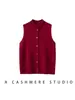 Novo Top sem Mangas Outono/Inverno 2026 Casaco Feminino Camada Única Botão Único Gola Alta Cardigã de Tricô Cashmere Cor Sólida