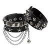 Pulsera Ancha de Cuero con Calavera Estilo Punk Europeo y Americano Pulsera Personalizada con Remaches Estrella Pentagonal Pulsera de Pareja Retro Rock