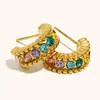 Pendientes Europeos y Americanos Transfronterizos Pequeños en Forma de C con Circonita Acero Inoxidable Chapado en Oro de 18 Quilates Elegantes de Nicho Lujo Accesible Pendientes Franceses Personalizados para Mujer