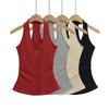 Chaleco de Diseño Halter con Cuello en U y Cruce Simple para Mujer 2025 Verano Nuevo Top de Tirantes sin Mangas Ajustado para Mujer