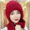 Sombrero de Mujer Otoño e Invierno Moda Sombrero Bufanda Integrado Cálido de Invierno Cortavientos Algodón Forrado de Lana Sombrero para Montar