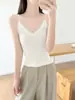 Camisola de Encaje 100% Lana de Oveja para Mujer, Camiseta Básica Blanca de Cuello en V Ajustada para Otoño