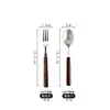 Madeira Maciça Retro Madeira Maciça Noz Talheres Bife Comida Ocidental Faca, Garfo e Colher Conjunto de 4 Peças Aço Inoxidável 304 Escovado Colher de Sobremesa