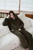 Pijama de invierno para hombre 908 con capucha y cremallera, forrado de forro polar y engrosado, conjunto de talla grande, ropa de estar de forro polar de coral para hombre, Keshika