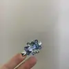 Oso de Pudín de Fruta de Arándano~Collar de Oso Transparente Azul Claro para Mujer con Diseño Único, Cadena para Clavícula, Pendientes, Anillo