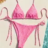 Biquíni Sexy Triângulo Dividido de Novo Estilo Europeu e Americano Transfronteiriço 2026 com Bolinhas Multicoloridas Traje de Banho para Praia e Spa para Mulheres