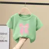Ropa de Verano de Manga Corta para Niñas de Algodón Puro 2026 Nuevo Estilo Coreano Holgado Camisetas de Manga Media para Niñas Ropa Infantil Camiseta Verano