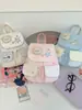 Mochila tipo parche de oso girly estilo coreano con costuras de lunares y cuadros, mochila pequeña con solapa ligera y portátil para mujer