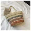 Primavera 2026 Novo Estilo Coreano Nicho Preguiçoso Pastoral Praia Férias de Verão Bolsa de Palha Tecida Bolsa de Palha Tecida Bolsa de Ombro Único de Rattan Tecido