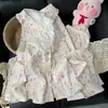Nueva colección de otoño para mujer: Conjunto de cárdigan de algodón con estampado de nubes y manga larga, estilo coreano, dulce y lindo, ropa de estar estilo princesa