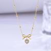 Cadena de clavícula con lazo de moda de estilo rojo de Internet, colgante de cadena de clavícula con circonita de imitación de amor y diamantes, regalo de San Valentín de Tanabata.