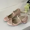 Zapatos planos Mary Jane de punta redonda para commuting para mujer, tacones altos con lazo discreto, dulce diseño de hebilla para el trabajo, versátiles 2026