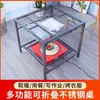 Ensamblaje Calefactor Plegable Mesa de Fuego de Acero Inoxidable Estufa Eléctrica Mesa de Comedor Cuadrada Calefactora Parrilla de Fuego para el Hogar Forma Cuadrada