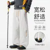Calças retas masculinas estilo workwear para atividades ao ar livre, nova coleção primavera/outono 2026, com cordão, corte solto e design conversível para uso casual