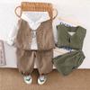 Ropa Infantil Conjunto de Otoño para Niños 2025 Nuevo Conjunto de Tres Piezas con Chaleco y Sudadera con Capucha para Bebé Estiloso de Primavera y Otoño Moderno
