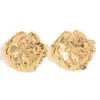 Pendientes Florales de Estilo Transfronterizo Europeo y Americano, Geométricos Vintage Tridimensionales de Metal con Textura Irregular, Clavos de Pétalo Exagerados