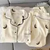 Pijama de Algodón Nube de Manga Larga y Pantalón Largo para Niñas, Lindo y Dulce, Dibujos Animados, Conjunto de Ropa para Casa