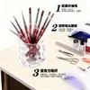 Produto Novo Transfronteiriço Conjunto de Canetas para Nail Art Tinta Vinho com 9 Peças Suporte de Acrílico para Canetas Conjunto de Canetas para Nail Art com Cerdas de Nylon