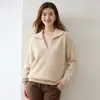 Suéter Nuevo de Cachemir Tejido con Cuello en V de Estilo Simple para Mujer Jumper Holgado Adelgazante Versátil