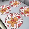 Sousplats de Natal Mais Vendidos da Temu com Bordas Onduladas e Sousplats de Linho com Renda Estampada Suportam Personalização de Acordo com Desenhos