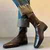Primer Encuentro Botines Ji Fangtou, Tacón Grueso Popular, Forro de Felpa, Botas Adelgazantes que Aumentan la Altura, Botas de Otoño/Invierno, Nuevo Modelo 2026