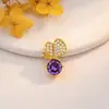 Colgante Transfronterizo Estilo Europeo y Americano Cobre Morado Microincrustado Circonita Accesorios de Joyería DIY de Alto Grado Personalizados Comercio Exterior Accesorios Versátiles