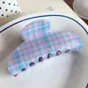 Presilha de cabelo de bolinhas estilo coreano, presilha de cabelo xadrez, presilha de cabelo listrada da moda para a nuca, acessório de cabelo tipo pinça de tubarão estilo floresta para mulheres
