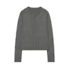 Cárdigan de Punto de Color Sólido Simple con Cuello Redondo y Botones, Nuevo Estilo Otoño, Elegante y Versátil, Suéter Base Casual Holgado para Mujer
