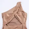 Ropa de Mujer al por Mayor Transfronteriza 2025 Otoño Estilo Europeo y Americano de Moda Sexy Sexy Asimétrico Vestido de Textura Satén de Seda